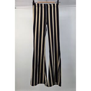 Vibe Sportswear Flare Pants Womens Small Striped Black Gold Retro Boho Disco